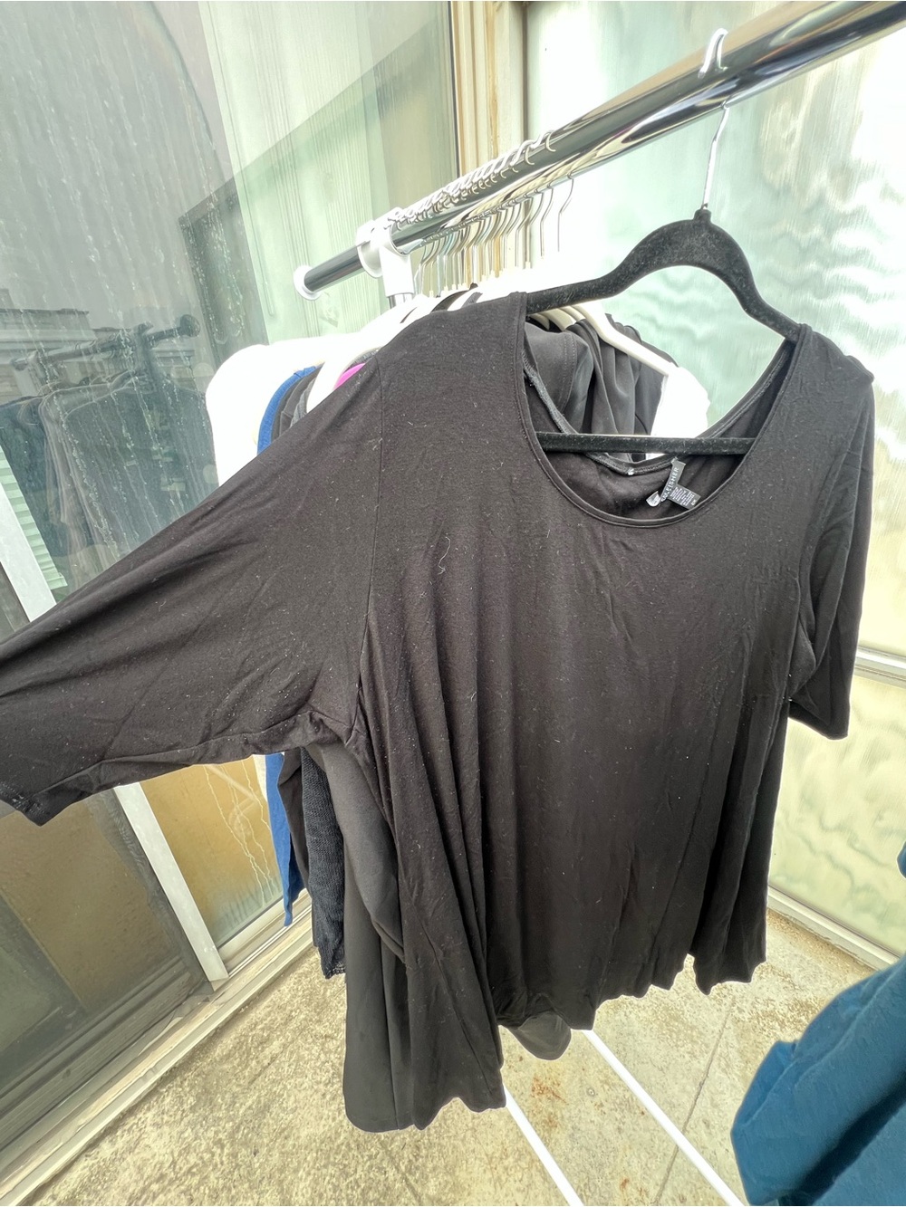 Eileen Fisher Black Long-Sleeve Scoop Neck Top